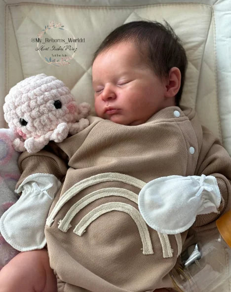 48CM Reborn Doll Handmade Very Lifelike Sleeping Baby Laura 3D Skin with Hand-Root Hair Visible Veins High Quality Toys