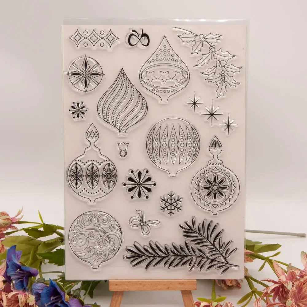 Clear Stamps for Card Making, Christmas Theme Transparent Silicone Stamps Seal for DIY Scrapbooking Decor Album Crafts T2037