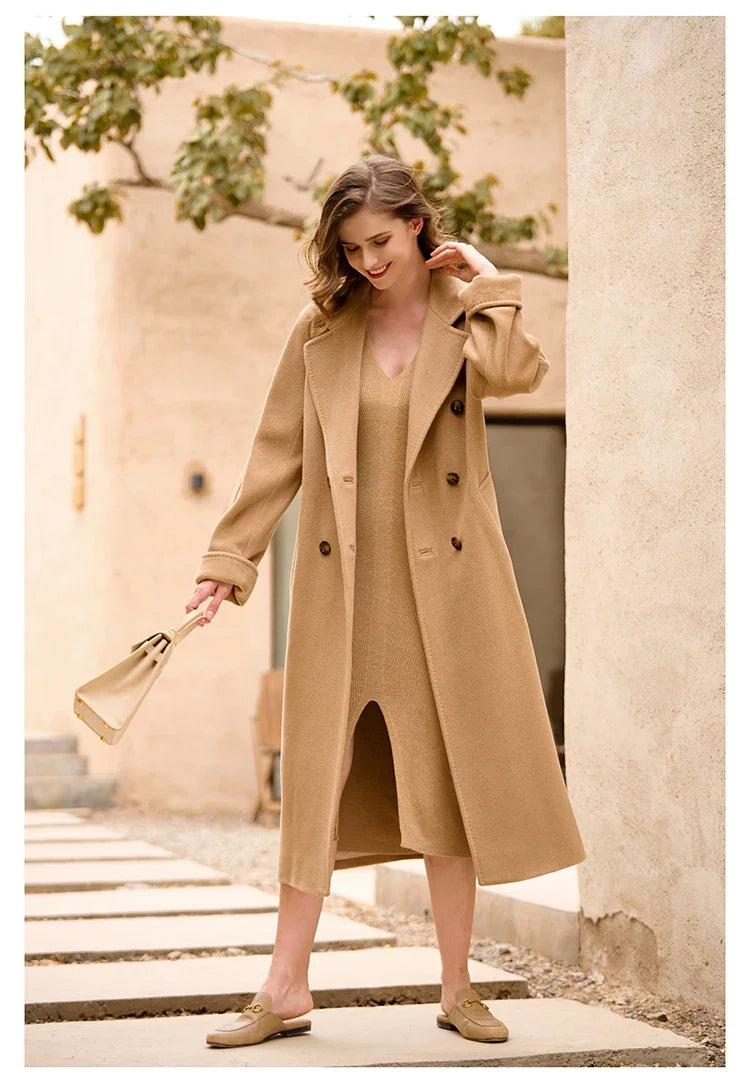 Women's Coat Double-sided 10% Cashmere 90% Wool Women's Long Coat Jacket, 2024 Winter New Long Cashmere Coat Women