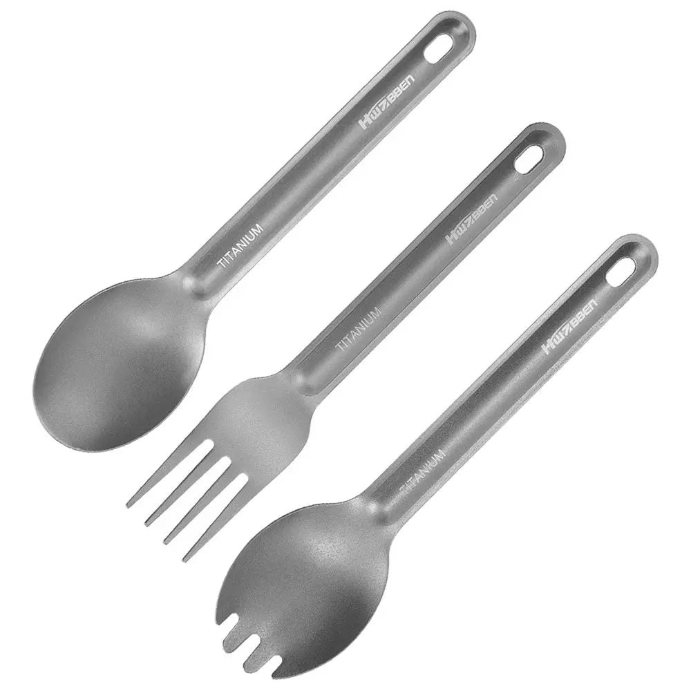 Titanium Tableware Outdoor Camping Portable Picnic Titanium Spoon Cookware Titanium Alloy Fork Ultralight Pure Titanium Spork