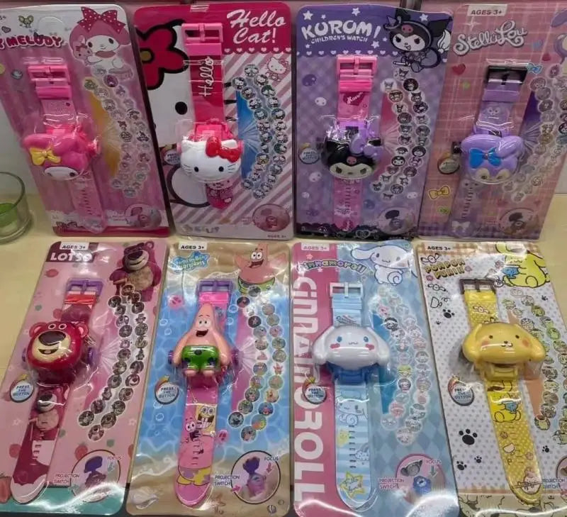 Sanrio Watches Kuromi Hello Kitty Cinnamoroll My Melody Wrist Watch for Kids 3D Projection Electronic Watch Children's Toys Gift