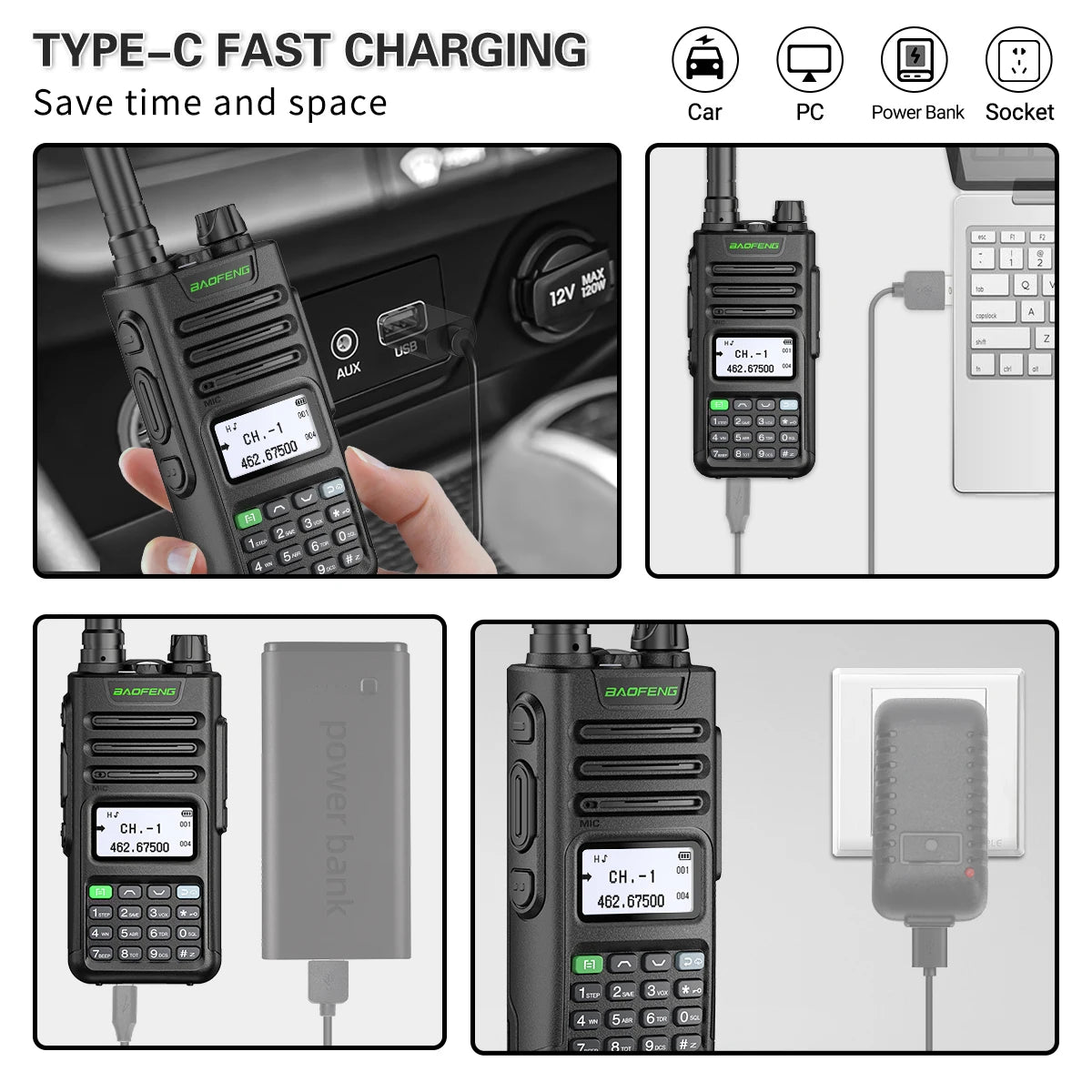 2PCS BaoFeng UV-13 PRO V2 High Power Dual Band Walkie Talkie Type C Charger 50 KM Long Range Transceiver Ham Two Way Radio