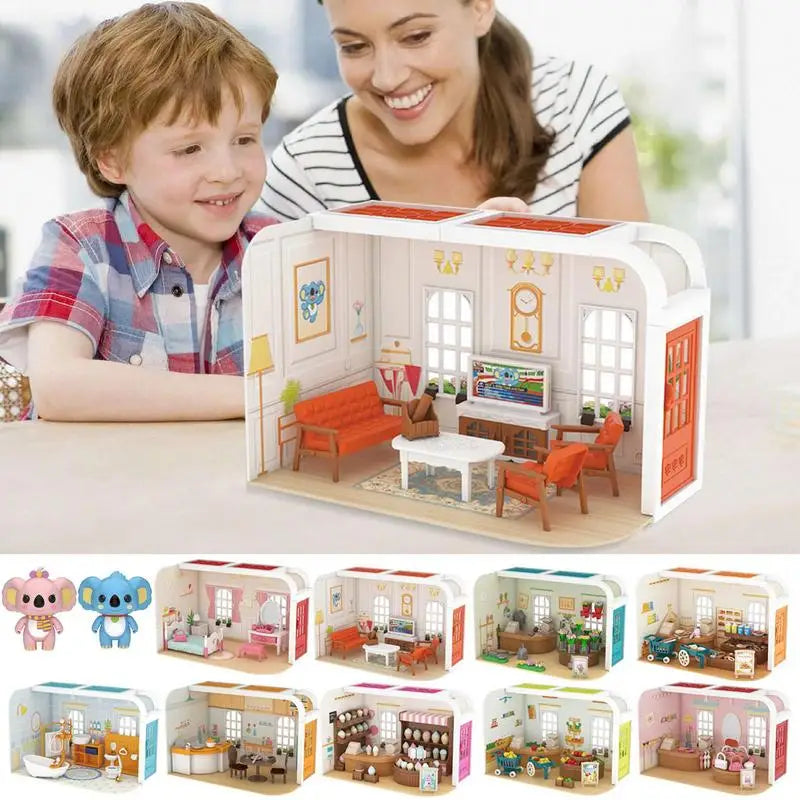 Mini DIY 3D Doll House Model Kit Doll House Making Furniture Accessories Parent-child Interactive Cottage Playset Toy For Kids