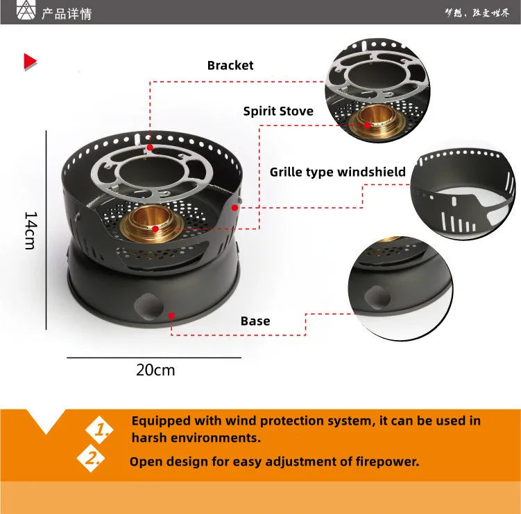 ALOCS CW-C05 Portable Alcohol Stove Gas Stove Outdoor Pot Set Cooking Set Camping Pot Set