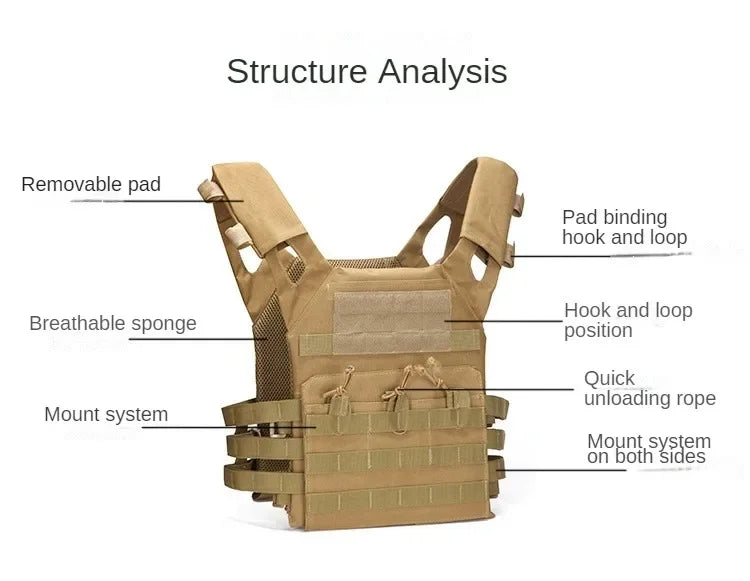 Nylon Tactical Vest Body Armor Hunting Carrier Airsoft Accessories Combat MOLLE Camo Vests