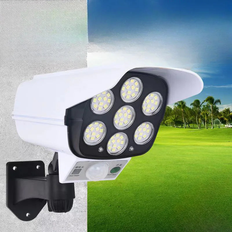 JVEE 77LED Solar Lights Outdoor Waterproof Motion Sensor Dummy Camera Spotlight Wall Street External Solar Lamp Garden Light