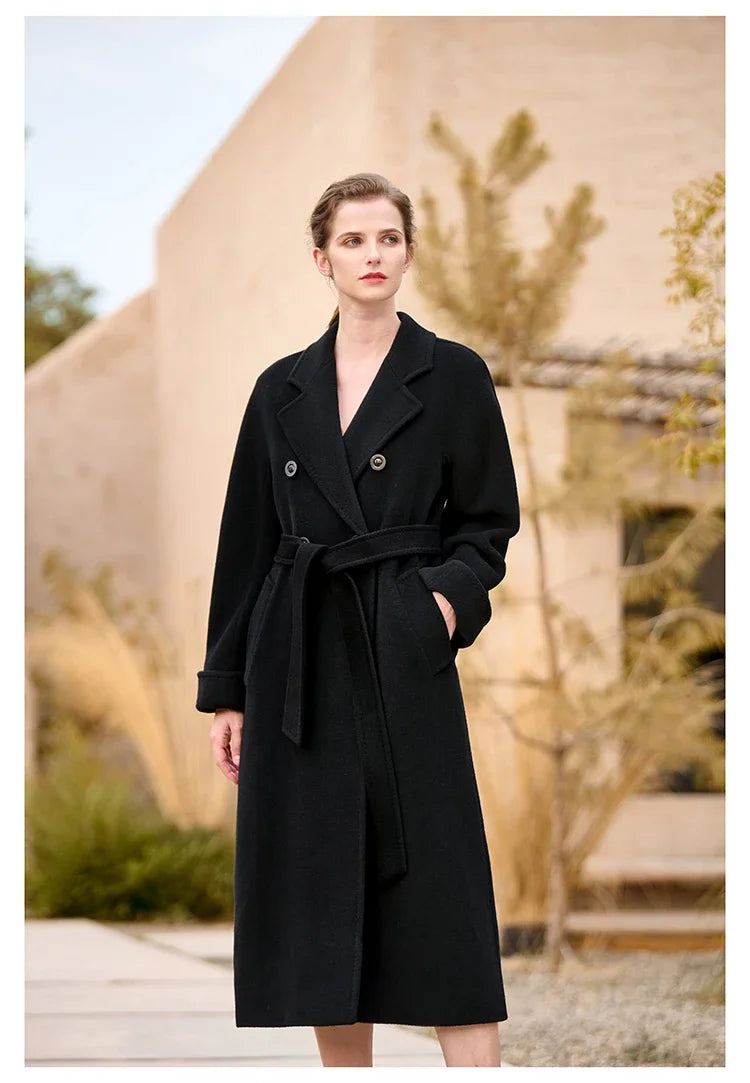 Women's Coat Double-sided 10% Cashmere 90% Wool Women's Long Coat Jacket, 2024 Winter New Long Cashmere Coat Women