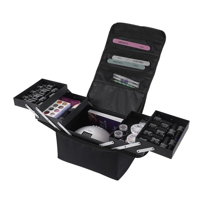 Professional Cosmetic Boxes Large Capacity Portable Zipper Nail Art Kit Case Women Make Up Handbags Organizer Storage Makeup Bag