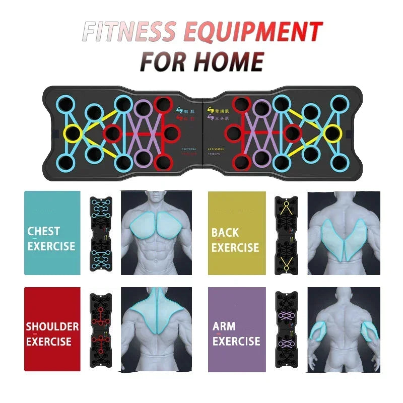 Portable Multifunctional Push-up Board Set with Handles Foldable Fitness Equipment for Chest Abdomen Arms and Back Training