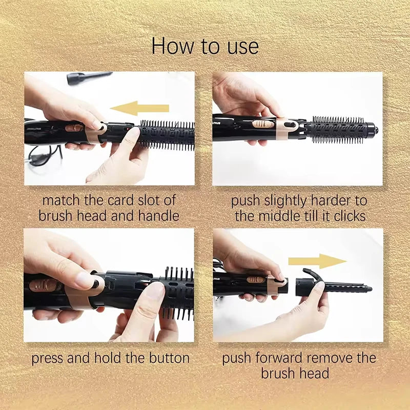 Portable electric hot air comb 4-in-1 hot air comb one-step hair dryer and curling iron fast straightener Hot air comb