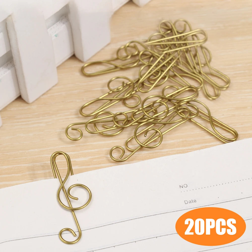 20Pcs Creative Music Paper Clips Musical Notes Paper Clip Holder Clamps Bookmark Office School Stationary Students Gift