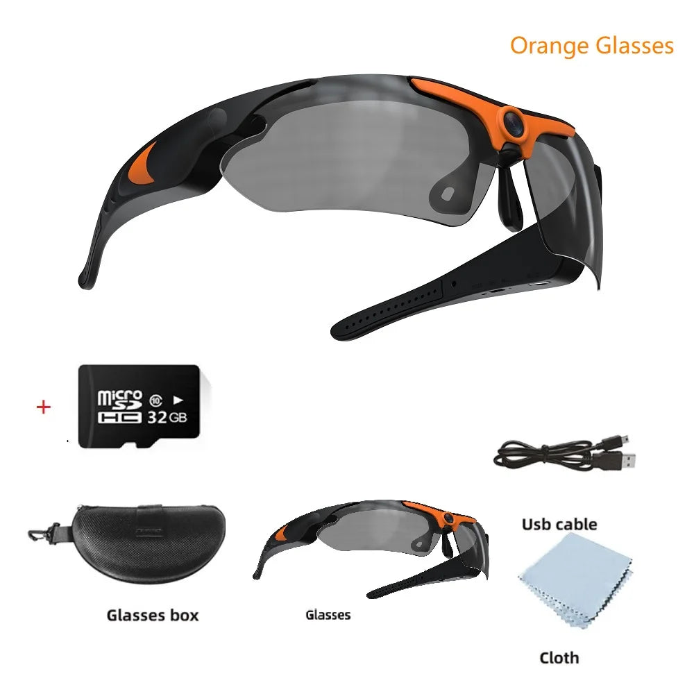 HD 1080P Smart Video Camera Outdoor Cycling Glasses Polarized Lens Smart Camcorder Security Protection Record Wearable Camera