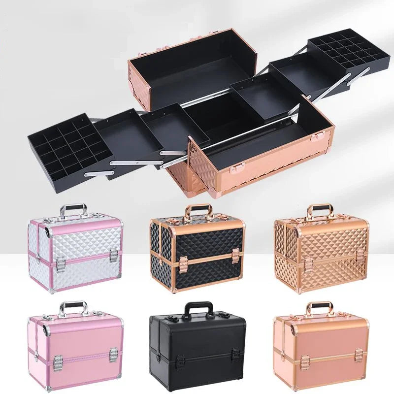 New Beauty Makeup Box Artist Professional Cosmetic Cases Make Up Tattoo Nail Multilayer Toolbox Storage Organizer Suitcase Bag