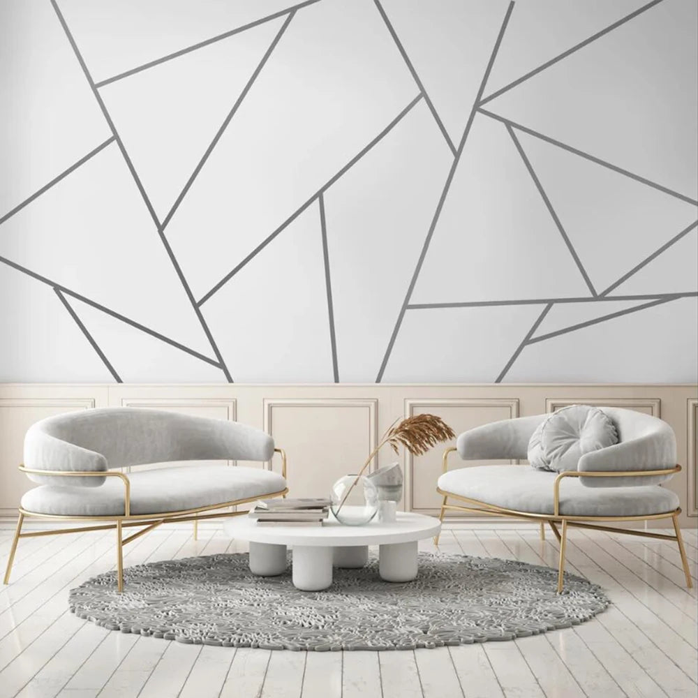 Gold Silver Geometric Line Wall Sticker Floor Edging Waterproof Seam Peel and Stick Metallic Wall Decal Bedroom Living Room