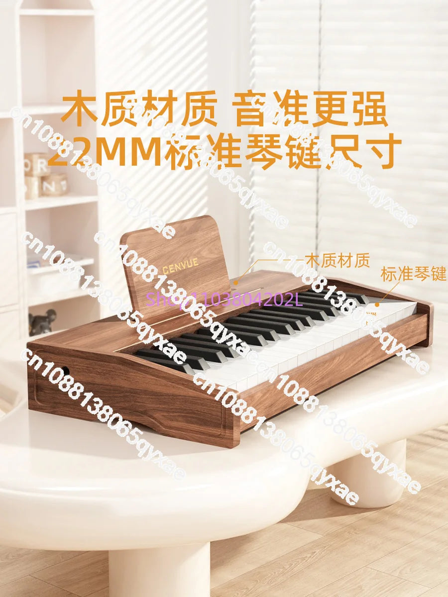 Wooden Children Little Piano Pattern Electronic Keyboard Beginner Baby Infant Boy Girl Baby Toy Gift