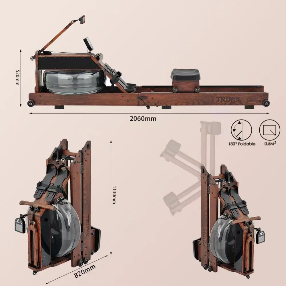 Water Rowing Machine for Home Gym Fitness, Classic Wood Rower Machine