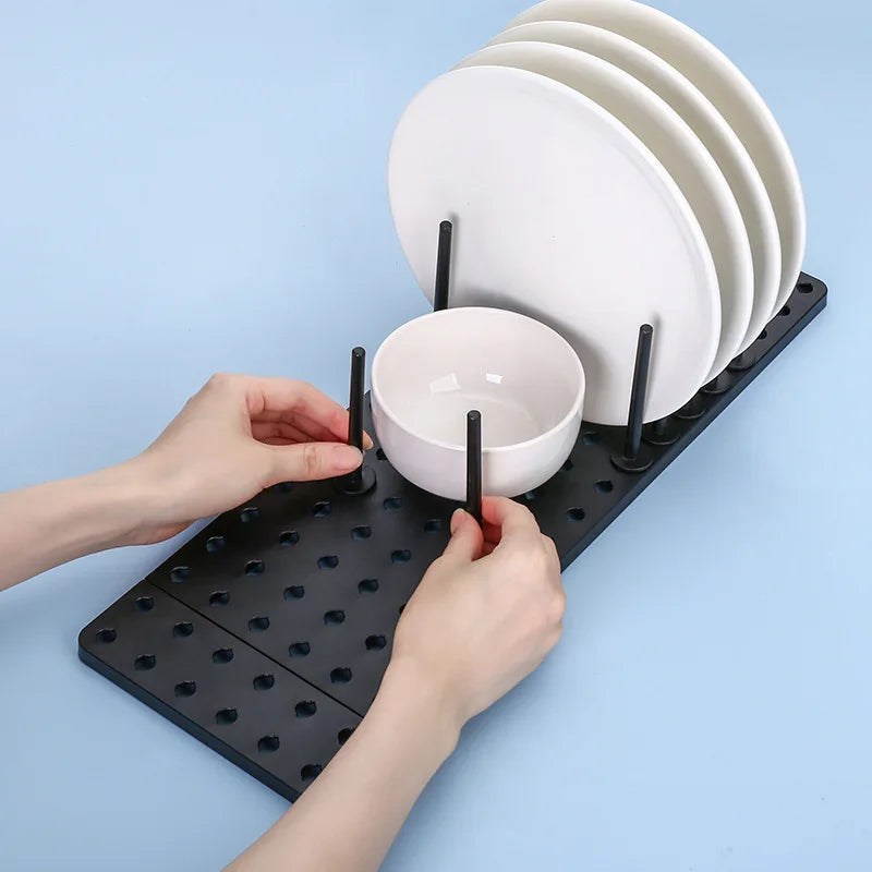 Telescopic Dish Plate Drying Rack Bowl Pot Lid Storage Holder Adjustable Kitchen Organizer Drawer Separated Dish Drying Rack