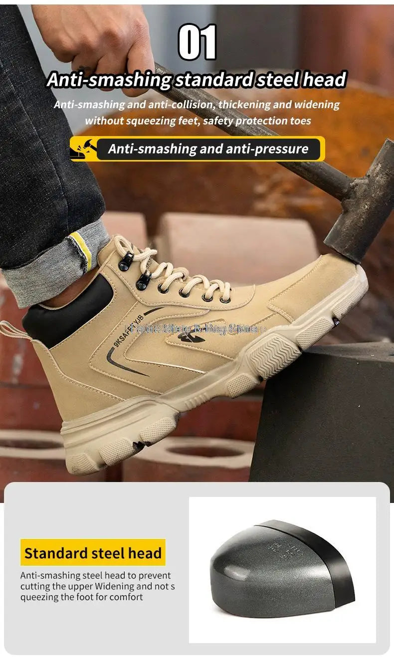 2023 New Men's Safety Shoes Winter Safety Boots Man Anti Smash Puncture Proof Safety Work Shoes Men Waterproof Warm Shoes Men