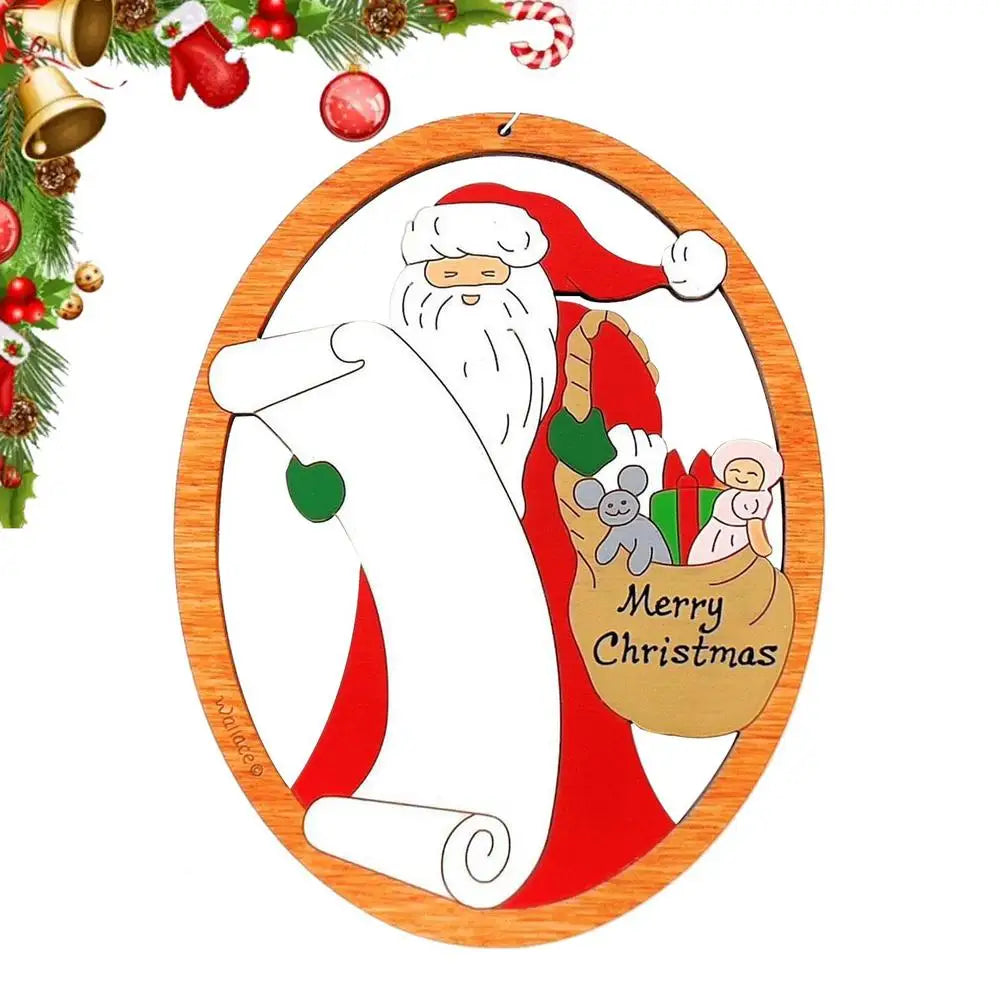 Santa Claus Christmas Tree Decorations | Wooden Ornaments Santa Claus Decorative Pendants | Christmas Party Supplies Hanging Dec