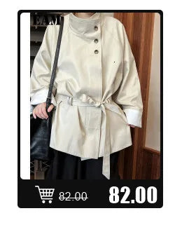 [EAM] 30% Wool X-Long Big Size Warm Woolen Coat New Lapel Long Sleeve Women Jacket Fashion Tide Autumn Winter 2024 1DH4053