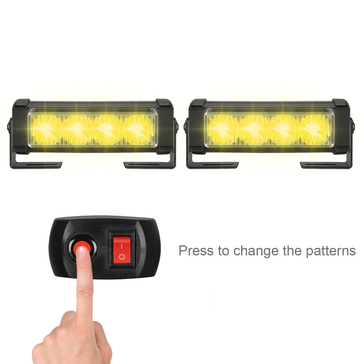 2x4 8LED Strobe Police Lights 12V for Car Emergency Warning Lamps Car Alarm Flashlight Red Blue Amber