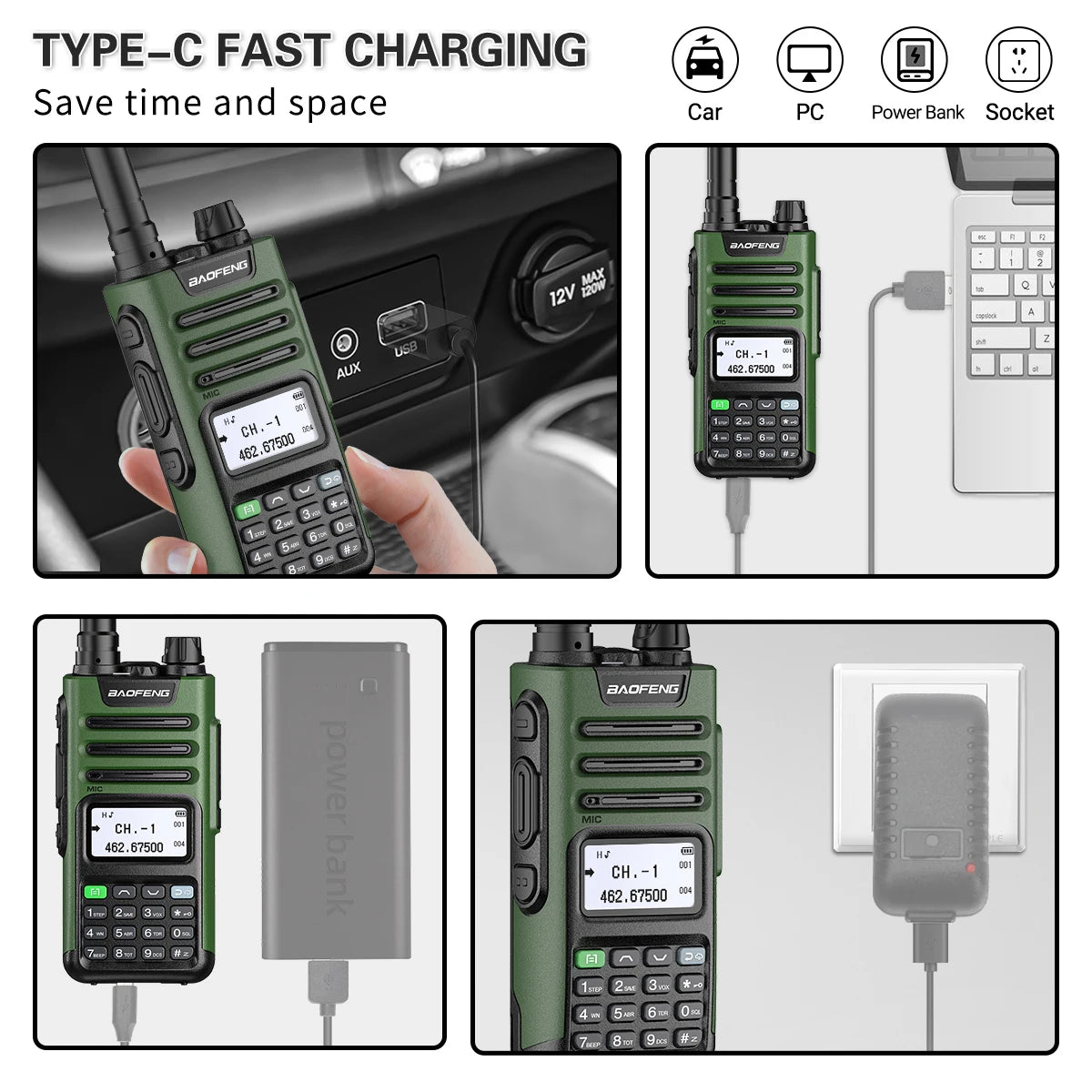 2PCS BaoFeng UV-13 PRO V2 High Power Dual Band Walkie Talkie Type C Charger 50 KM Long Range Transceiver Ham Two Way Radio