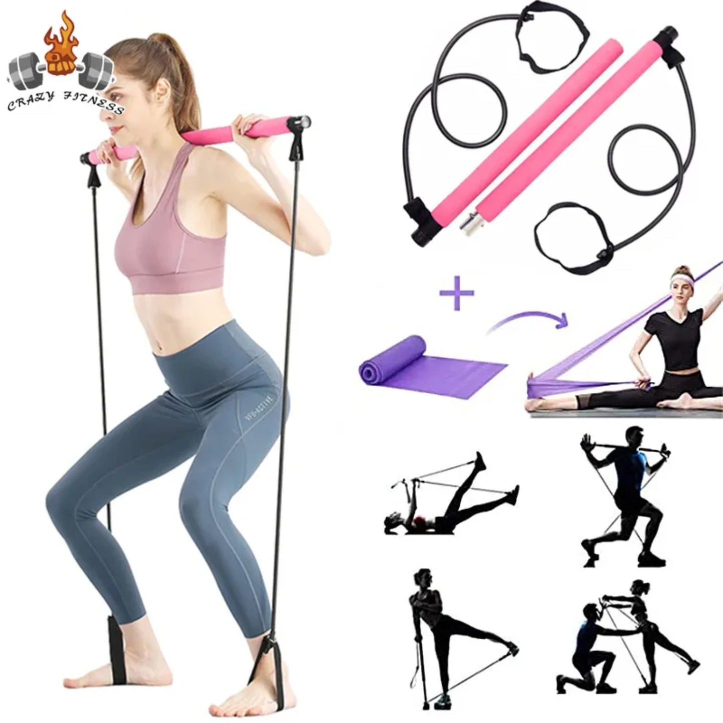 New Yoga Crossfit Resistance Bands Exerciser Pull Rope Portable Gym Workout Pilates  Trainer Elastic Bands  Fitness Equipment