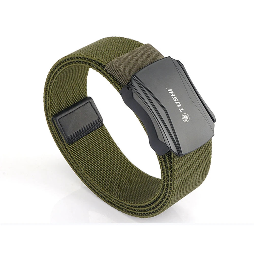 TUSHI New Tactical Belt Military Hiking Work Belt with Heavy Duty Quick Release Buckle New Aluminum Alloy Men's Elastic Belts