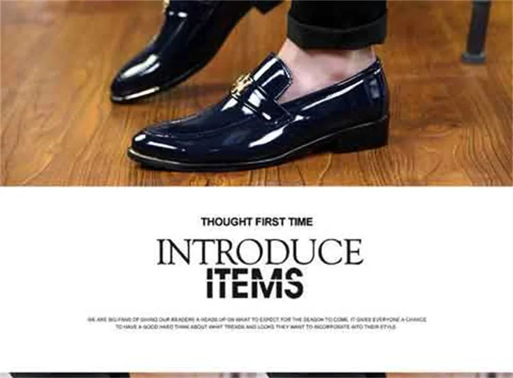 2024 New Fashion Red Men's Social Shoe Casual Glitter Leather Loafers Shoes for Men Slip-on Pointed Toe Dress Shoes Men Footwear