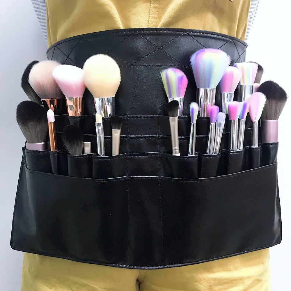 3 Style Multi-function Large Capacity PU Leather Cosmetic Bag Makeup Brush Bag With Zipper Belt For Professional Makeup Artist