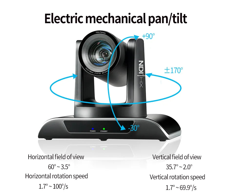 NDI PTZ Camera SDI HDMI IP Camera  Full 1080P60fps AI Tracking 12/20/30x Optical Zoom POE + Church live streaming recording