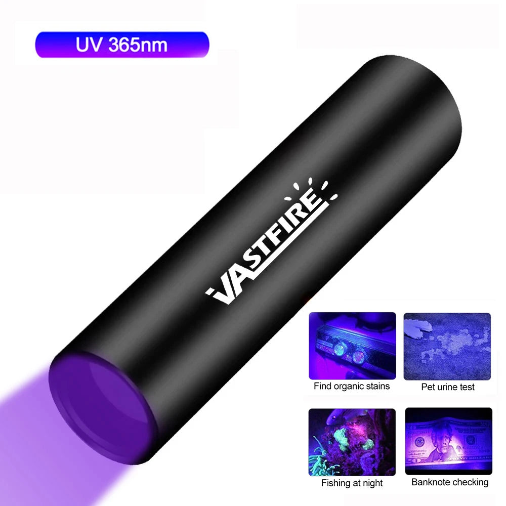 Mini Ultraviolet Handheld Torch 365nm UV Flashlight Purple Torch Jade Money Detector Pet Urine Stains Detector