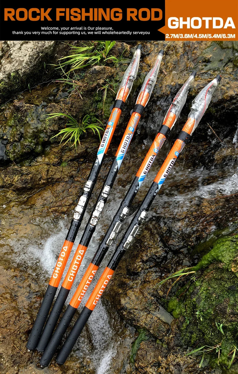 Bait Weight 10-50g Rock Fishing Rod Telescopic 2.7M-6.3M Carbon Fiber Spinning Sea Pole Super Hard Travel Boat Carp Fishing Gear