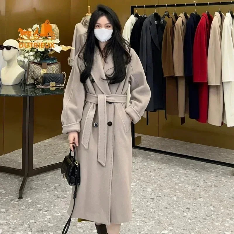 Women's Coat Double-sided 10% Cashmere 90% Wool Women's Long Coat Jacket, 2024 Winter New Long Cashmere Coat Women