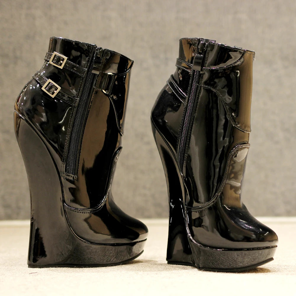 Unisex 18CM High Heel Wedge Platform Fetish Sexy Ankle Boots In Stock Fast Shipping Size 36-46