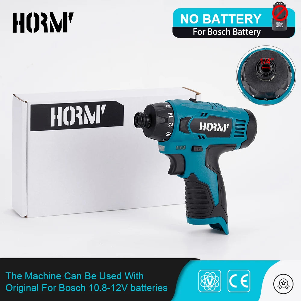 Hormy Cordless Electric Drill Electric Screwdriver Hand Driver Wrench Speed Adjustable No Battery Motor Power Tool For Bosch 12V