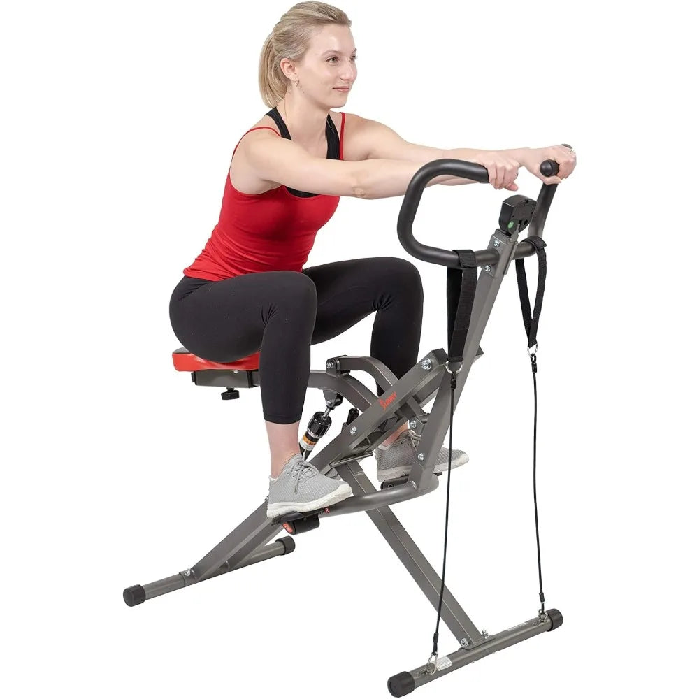 Row-N-Ride PRO, Full Body Combo Fitness Machine w/Resistance Bands, Easy Setup & Foldable for Rower