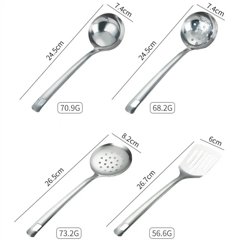 Kitchen Stainless Steel Cooking Utensils Polished Hanging Silver Colander Soup Frying Spatula Simple Household Accessories