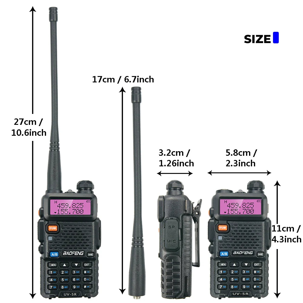 BaoFeng UV-5R Walkie Talkie 5W/8W Two Way Radio Commutator VHF/UHF 136-174MHz & 400-520MHz Station Receiver Ham Wireless Set