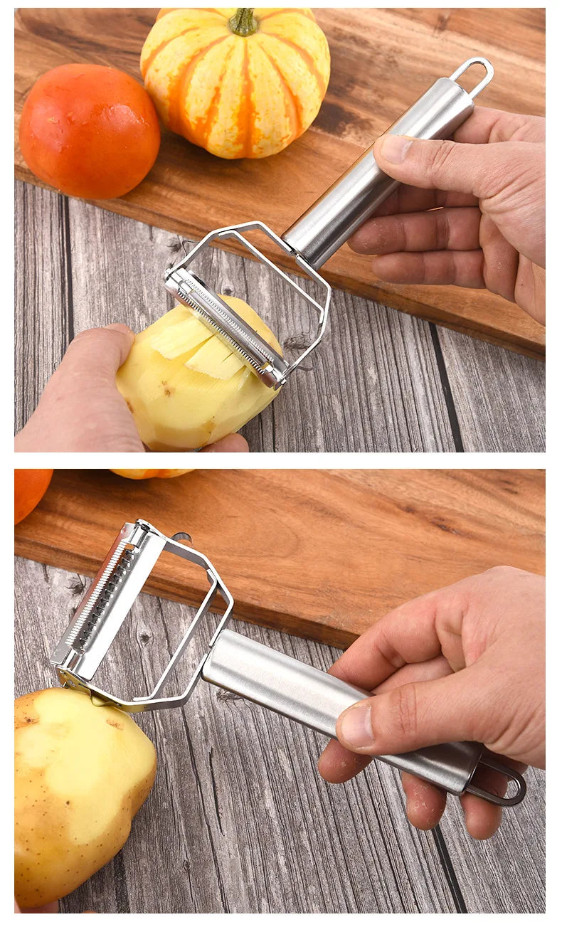 Stainless Steel Potato Cucumber Carrot Grater Julienne Peeler Vegetables Fruit Peeler Double Planing Grater Kitchen Gadget High