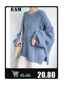 [EAM] 30% Wool X-Long Big Size Warm Woolen Coat New Lapel Long Sleeve Women Jacket Fashion Tide Autumn Winter 2024 1DH4053