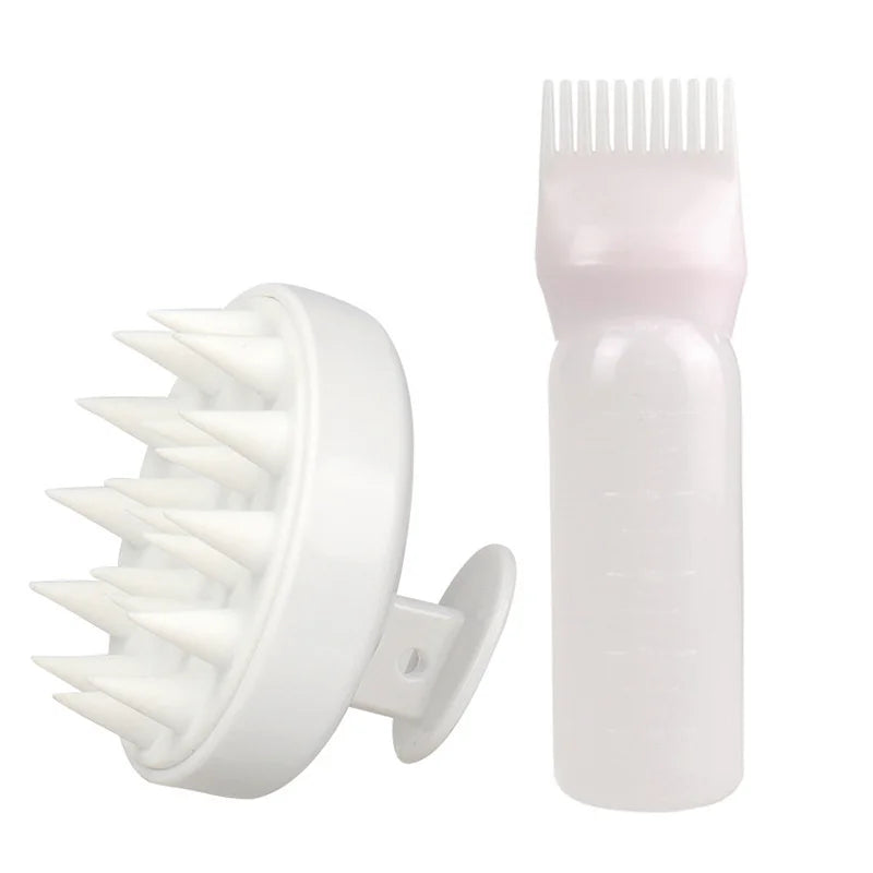 2pcs Hair Dye Refillable Bottle Applicator Comb Hair Massager Brush Air Cushion Comb Set Hair Coloring Hairdressing Styling Tool