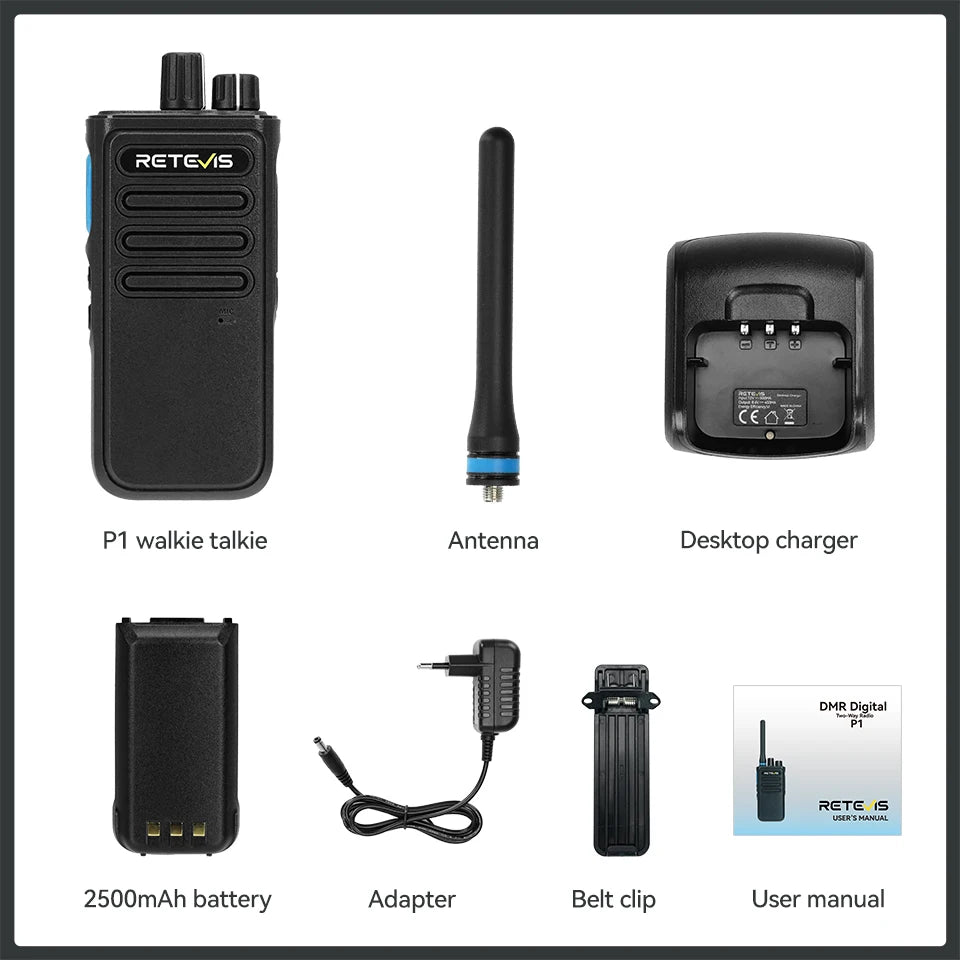 Retevis P1 DMR Digital Walkie Talkie Long Range Communication Radio Professional Walkie-Talkie UHF DMR Two-way Radio Transceiver