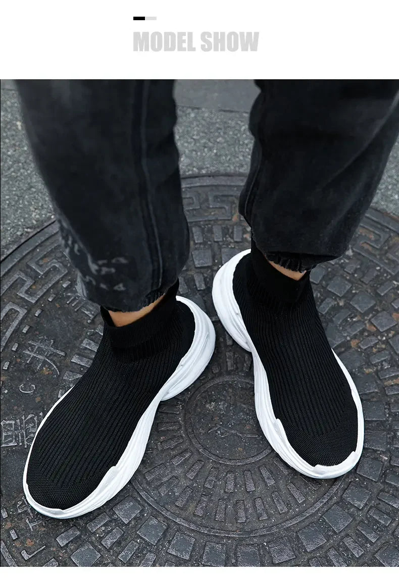 Sneakers for Men Fashion High Top Sock Shoes Autumn New Breathable Casual Shoes Outdoor Platform Anti Slip Walking Shoes 2023