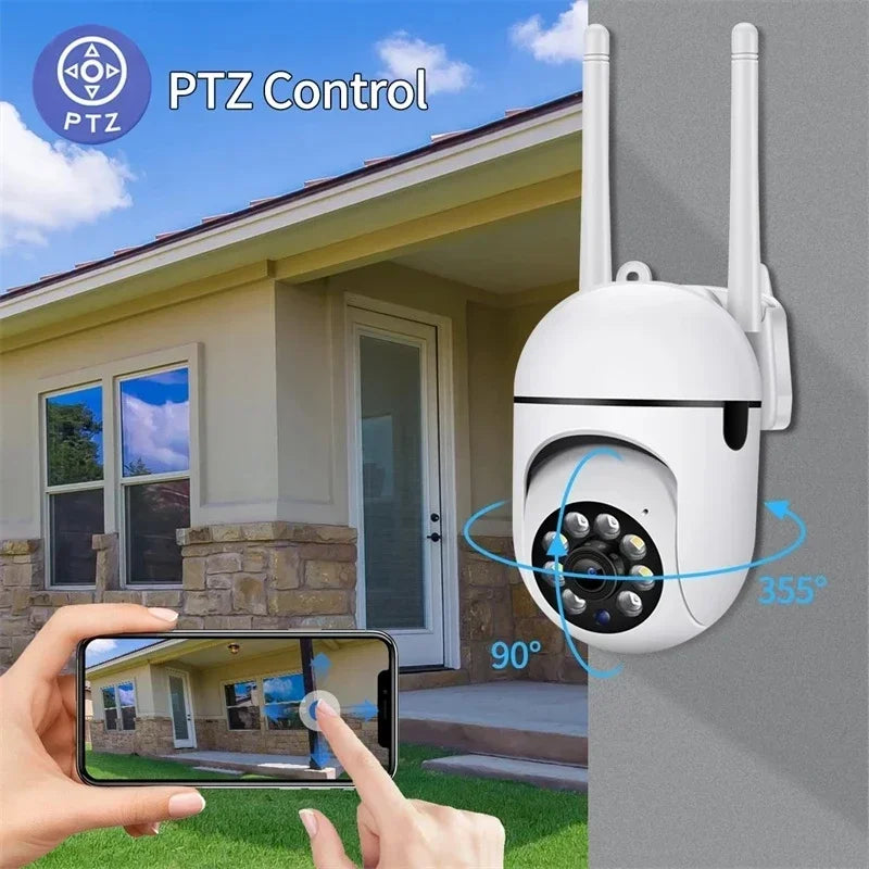 5MP PTZ Wifi IP Camera Outdoor Wireless Surveillance Cameras AI Human Tracking Two Way Audio 4X Zoom Color Night Vision Security