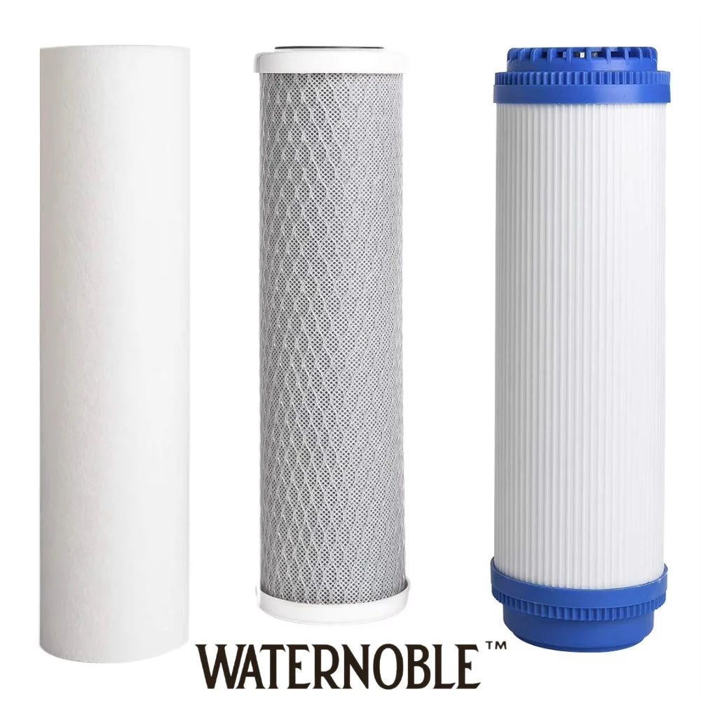 Waternoble Replacement Filter Cartridge Set 10 Inch X 2.5 Inch for Reverse Osmosis Water Filter Systems PP Cotton & UDF & CTO