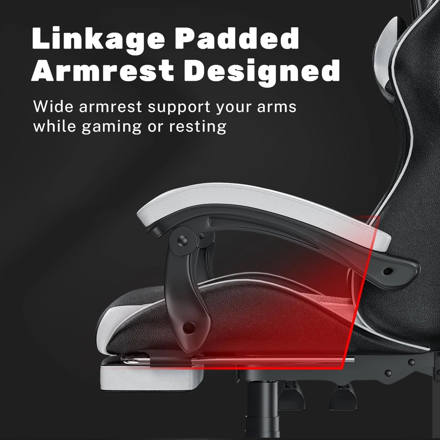 Bigzzia Gaming Chair with Footrest Gamer Chairs Ergonomic with Lumbar Cushion Headrest Chair Height Adjustable Office Chair