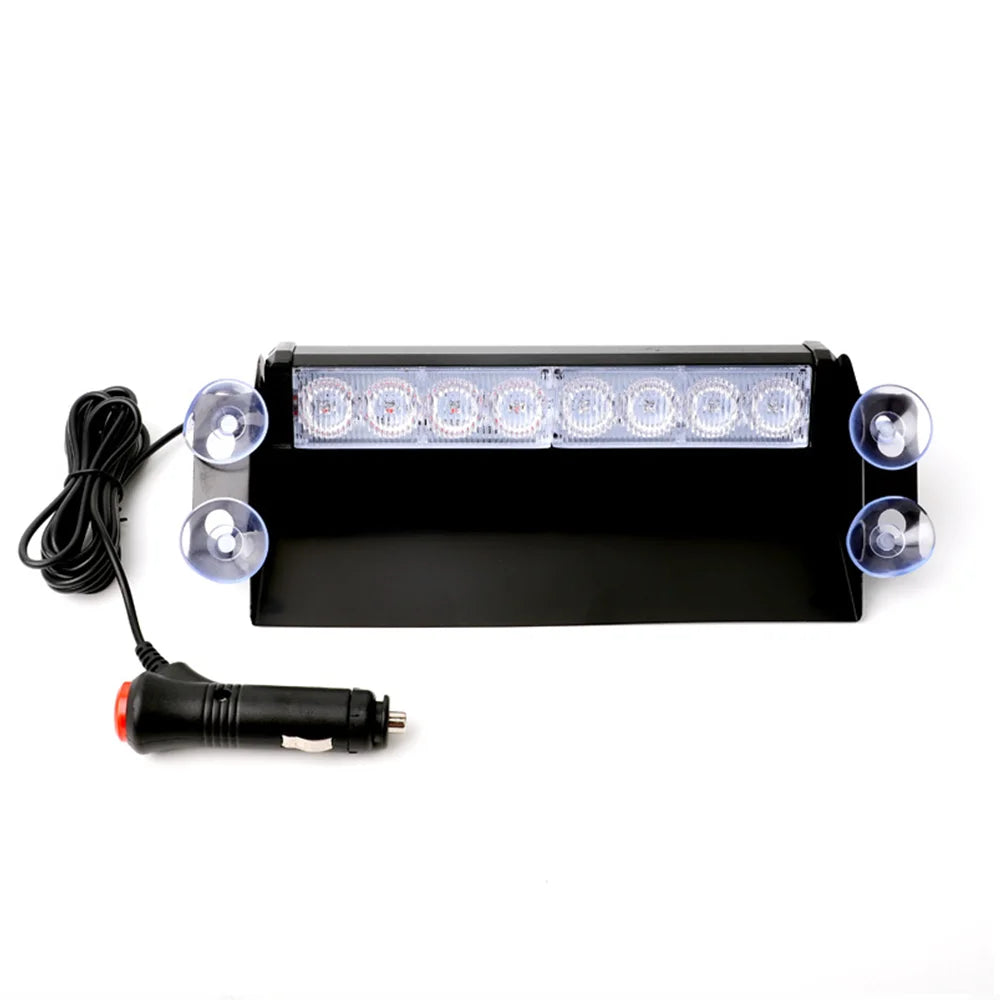 Car LED Police Lights Strobe Light 12V Emergency Signal Lamps Warning Light Auto Truck Flashing Windshield Flash Lighting 8 Leds