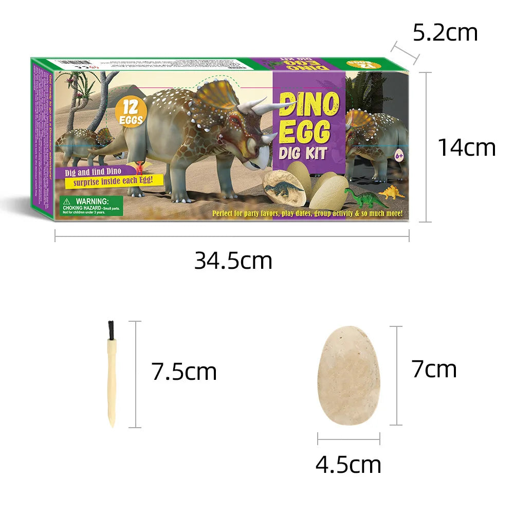 12PCS Archaeological Excavation Dinosaur Egg Fossil Puzzle DIY Dinosaur Egg Multiplayer Party Gift Toy Children's Science Mining