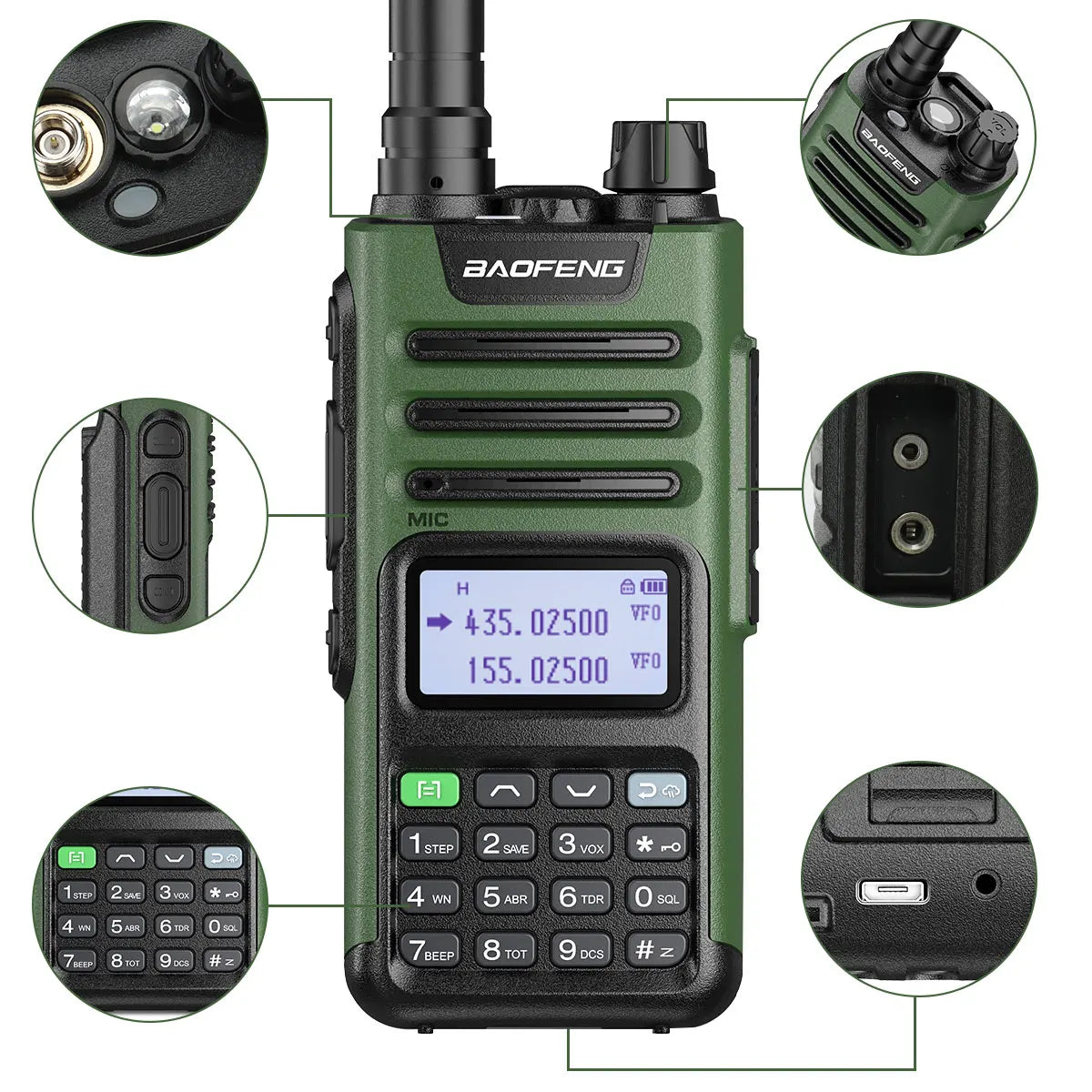 2PCS BaoFeng UV-13 PRO V2 High Power Dual Band Walkie Talkie Type C Charger 50 KM Long Range Transceiver Ham Two Way Radio